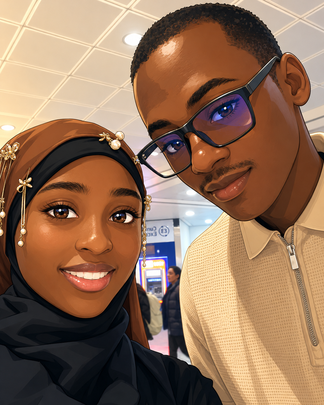 Illustrated moment from Hadeeart and Hammed's story, 6 of 12.